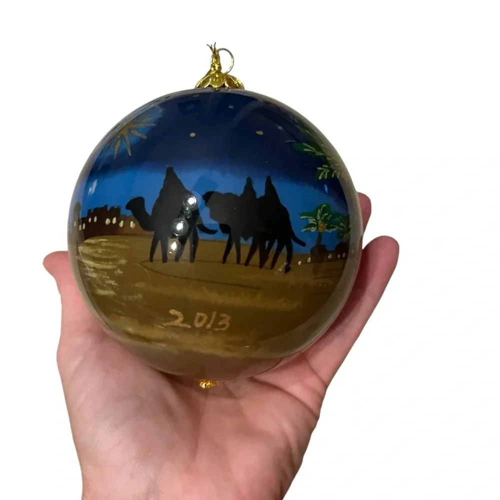 Vintage Pier 1 Li Bien Nativity Christmas Ornament Retired Hand Painted